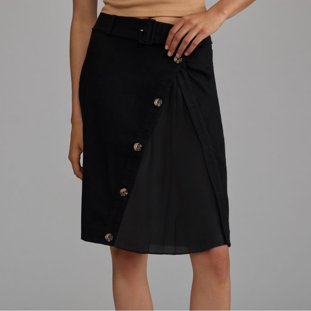 ✨ Anthropologie Pleated Front-Slit Skirt Sz 8